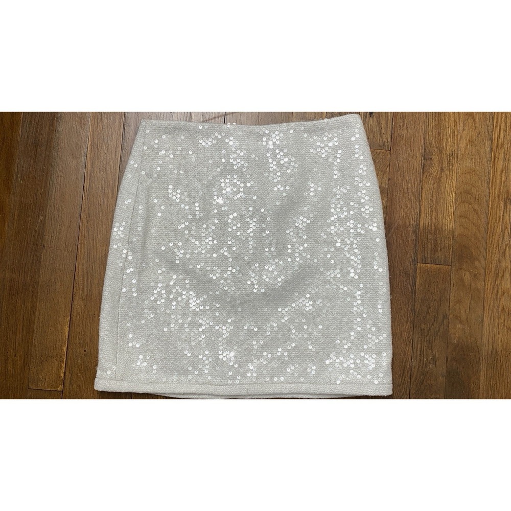 Women's‎ Sequin Pencil Skirt Size 6 Cream Sparkly Wedding Bodycon Cruise Wear